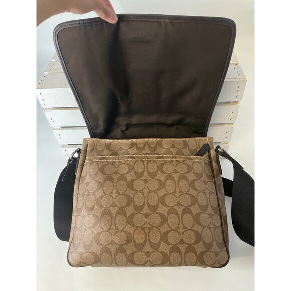 COACH F71102 BUSINESS HERITAGE STRIPE MAP PVC LEATHER BAG (ASIS) - Picture 11 of 16